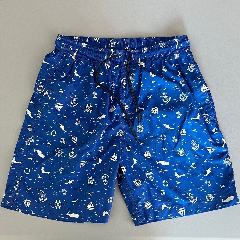 Brooks Brothers Big Boy’s Swim Trunks Coastal Ocean Boat Anchor Whale Size L